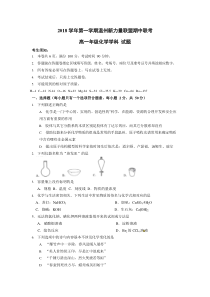 浙江省20182019学年温州市新力量联盟高一上学期期中考试化学试题