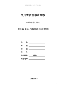 网络时代的企业经营管理