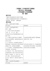 苏教小学科学六年级下册54节约能源与开发新能源word教案4