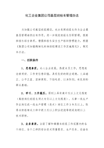 化工企业集团公司基层班组长管理办法