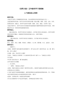 首师大小学科学五年级下册6勺柄是怎么热的word教案