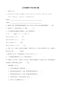 小学五年级数学方程练习题