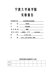 宁波大学市场营销学实验报告