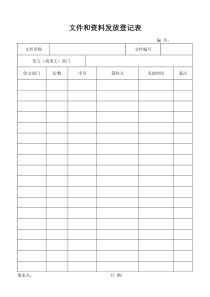 文件和资料发放登记表