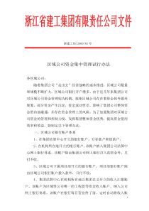 区域公司资金集中管理试行办法