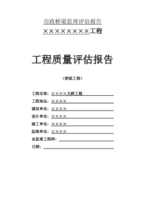 市政桥梁监理评估报告