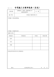 专项施工方案审批表(江苏省新)