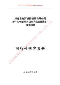 野牛沟年处理30万吨有色金属选矿厂新建项目