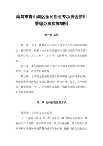 南昌市青山湖区全民创业专项资金使用管理办法实施细则