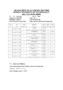 出国留学大学成绩单模版