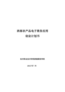 西部农产品电子商务应用创业计划书