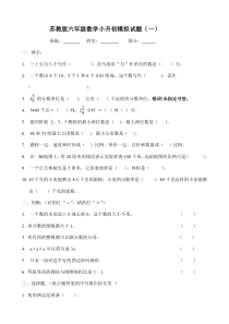 苏教版六年级数学小升初试卷(共10套)