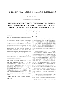 大机小网型电力系统稳定性的特点及稳控技术研究