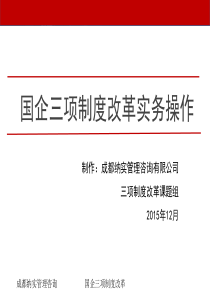 国企三项制度改革操作实务