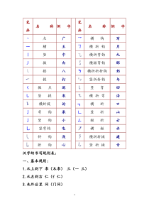 汉字基本笔画一览表一上