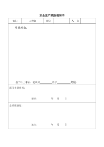 安全生产奖惩通知书