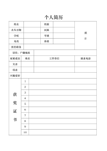 小升初学生个人简历表及自荐信