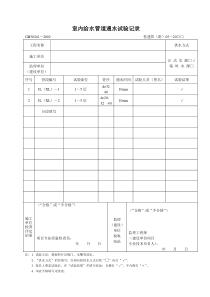 室内给水管道通水试验记录