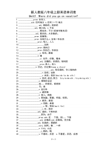 2017的新人教版的八年级上册英语单词表默写版(可打印)