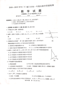 2018-2019学年(下)厦门市初一年期末教学质量检测数学试题