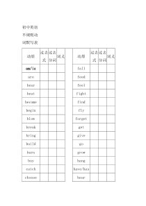 人教版九年级英语不规则动词默写表