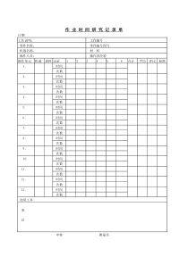 作业时间研究记录单word表格表单模板