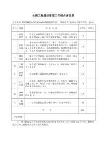 公路工程建设管理工作综合评价表监理表格