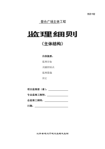 晋合广场主体结构工程监理细则监理实施细则