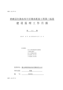 某水库片区烟水配套工程建设监理工作月报监理月报