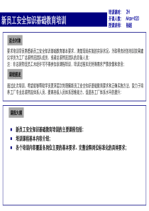 新员工安全知识基础教育培训师提纲