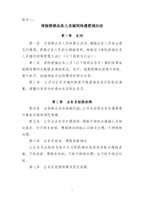 寿险营销业务人员福利待遇管理办法