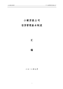 小额贷款公司信贷管理基本制度汇编