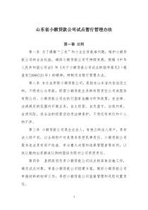 山东省小额贷款公司试点暂行管理办法