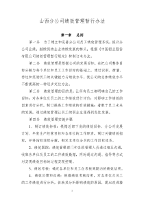 山西分公司绩效管理暂行办法