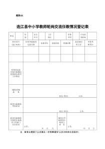 连江县中小学教师轮岗交流任教情况登记表