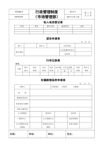 市场管理制度行政管理制度样表