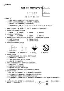 湖南省株洲市2019年中考化学试题(word版-含答案)