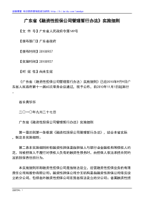 广东省《融资性担保公司管理暂行办法》实施细则