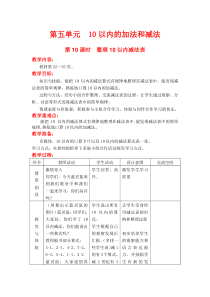 第五单元10以内数的加法与减法第10课时整理10以内减法表冀教版数学一年级上册教案