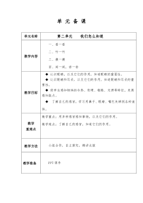 一年级科学第二单元-单元备课