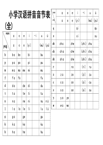 小学汉语拼音音节表