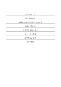 我国农村新型合作医疗制度研究