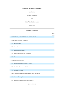 LOAN AND SECURITY AGREEMENT