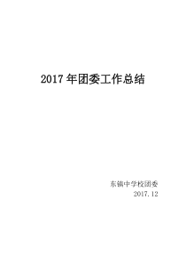 2017年学校团委工作总结