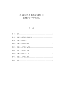 控股子公司管理办法-黑龙江天伦置业股份有限公司控股子公司