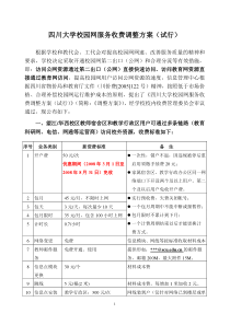 收费管理办法-四川大学校园网服务收费调整方案之一（建议稿