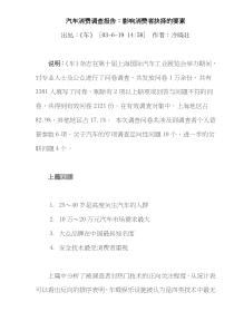 汽车消费调查报告影响消费者抉择的要素