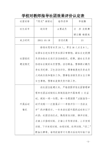 学校对教师指导社团效果评价