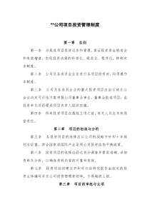 公司项目投资管理制度