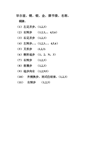 国标华尔兹金、银、铜牌线路名称